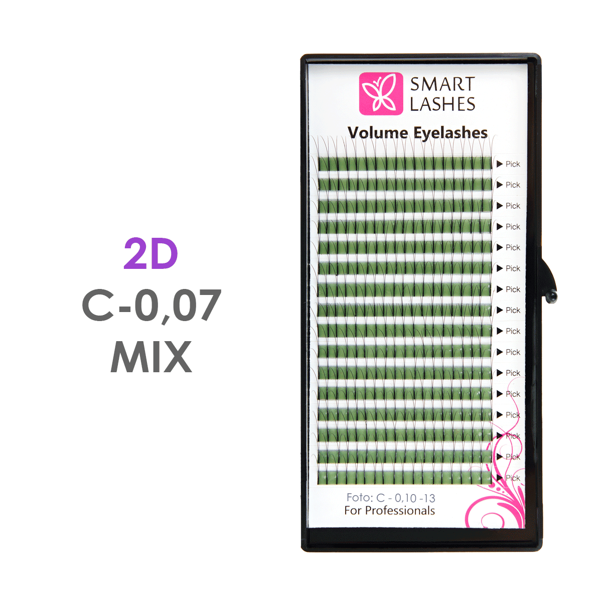 Express Volumenwimpern 2D - C - 0,07 mm x MIX 8-15 mm - 16 Reihen | Smart Lashes