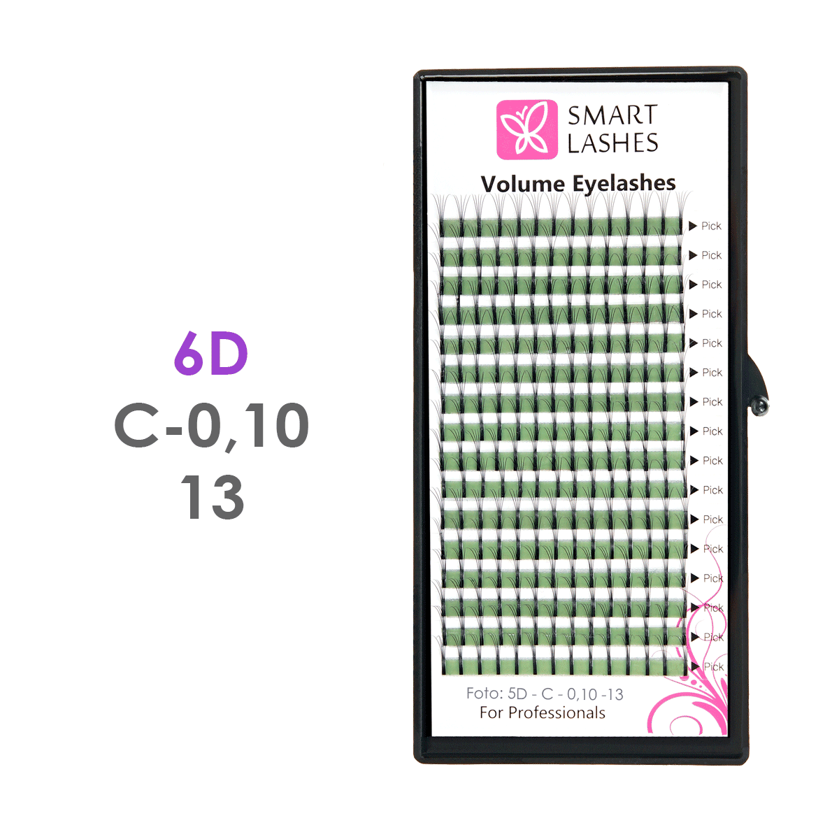 Express Volumenwimpern 6D - C - 0,10 mm x 13 mm - 16 Reihen | Smart Lashes