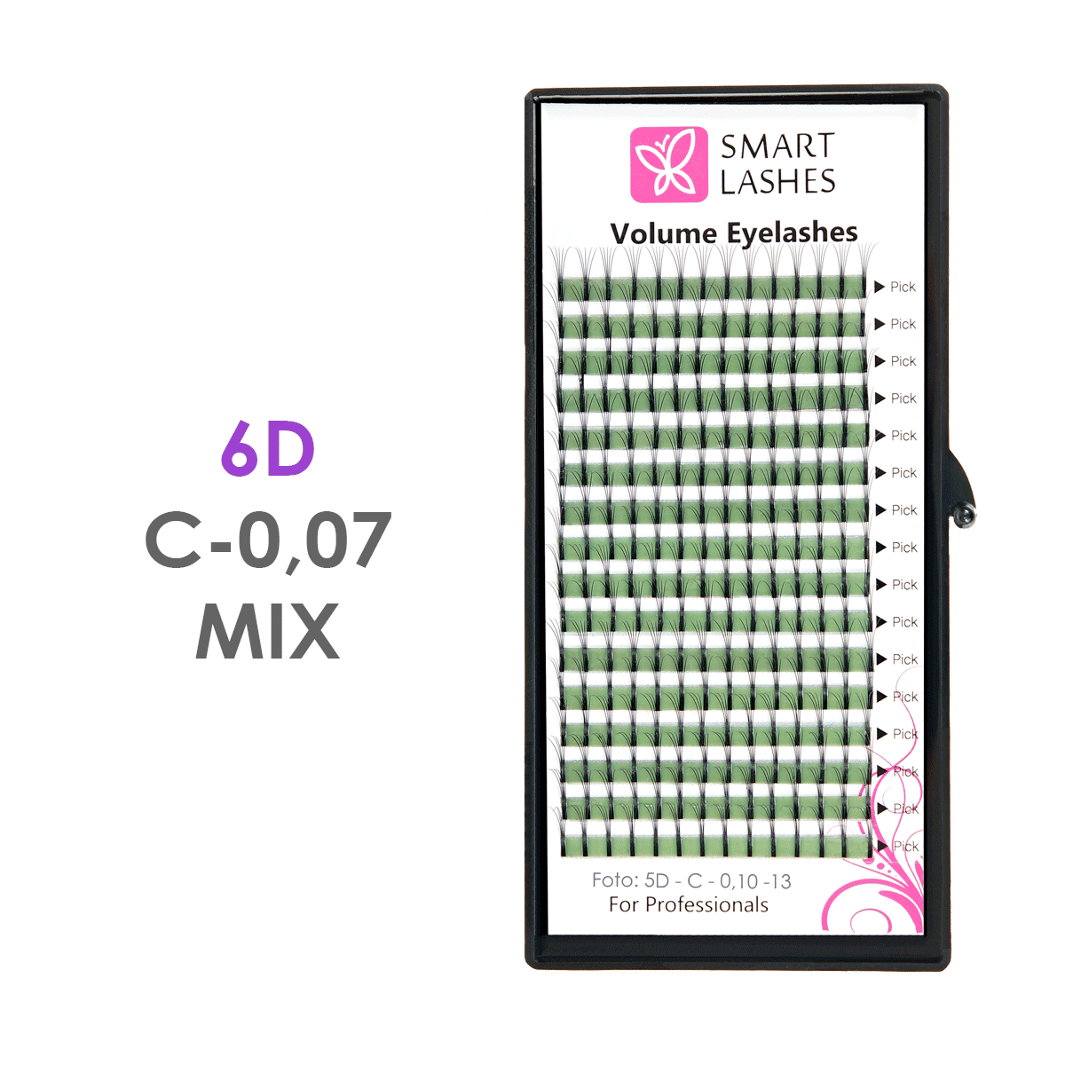 Express Volumenwimpern 6D - C - 0,07 mm x MIX 8-15 mm - 16 Reihen | Smart Lashes