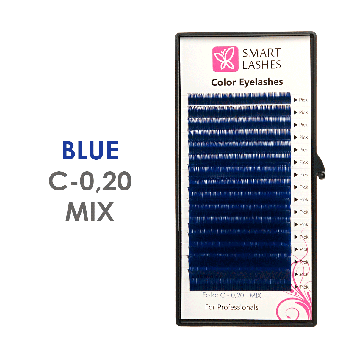 Blaue Wimpern - C - 0,20 mm x 8 - 15 mm - 16 Reihen | Smart Lashes