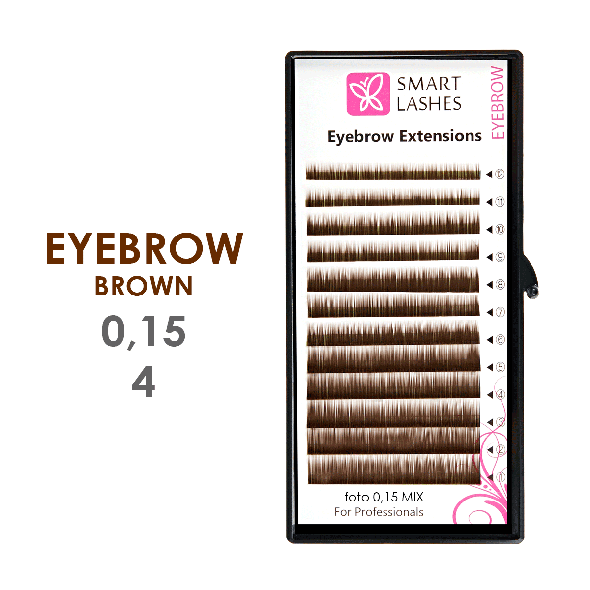 Mittelbraune Augenbrauen - 0,15 mm x 04 mm - 12 Reihen | Smart Lashes