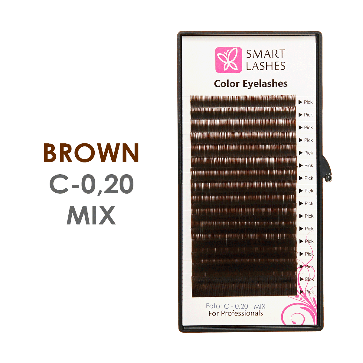 Braune Wimpern - C - 0,20 mm x 8 - 15 mm - 16 Reihen | Smart Lashes