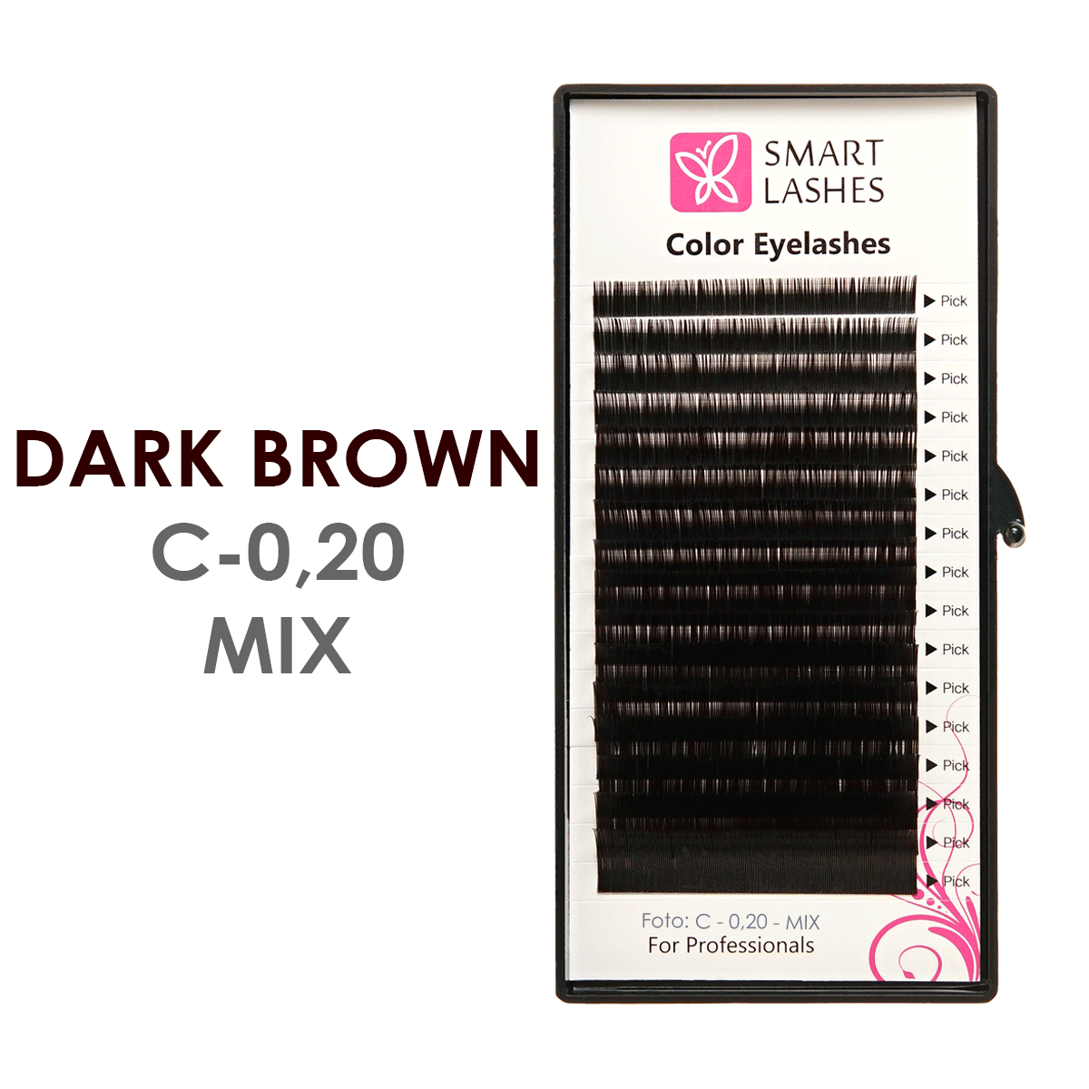 Dunkelbraune Wimpern - C - 0,20 mm x 8 - 15 mm - 16 Reihen | Smart Lashes