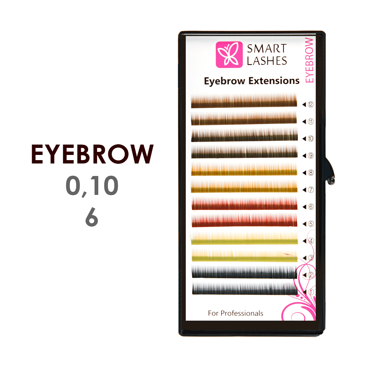 Farbiger MIX - Augenbrauen - 0,10 mm x 06 mm - 12 Reihen | Smart Lashes