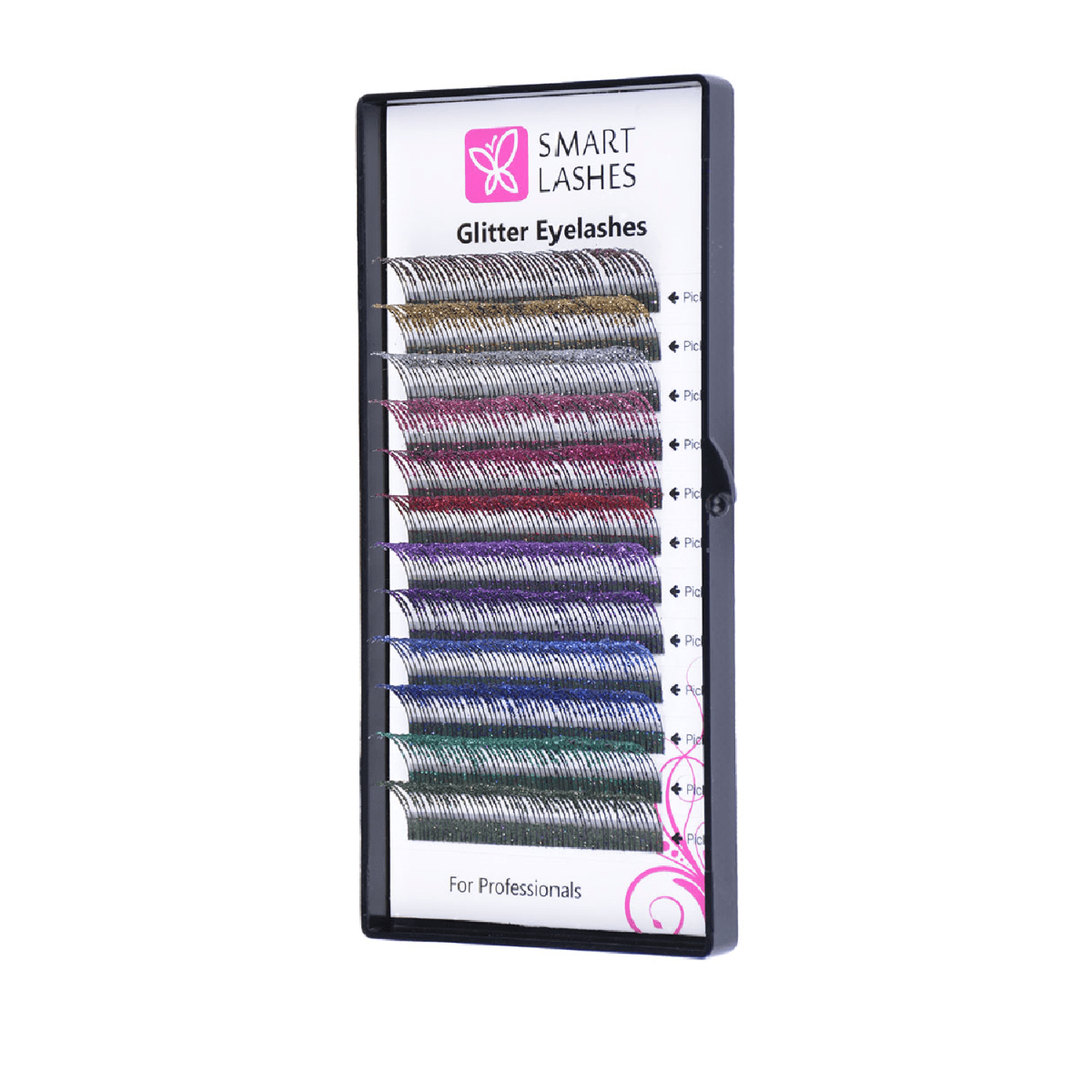 Glitzerne Wimpern MIX - C - 0,20 mm x 14 mm - 12 Reihen | Smart Lashes