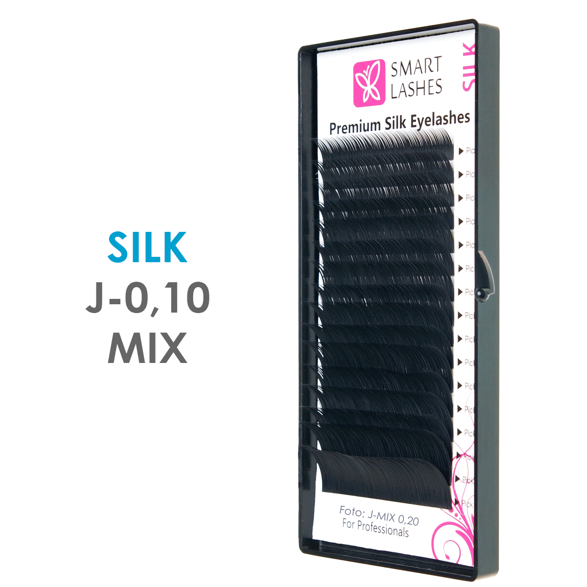 Silk - J - 0,10 mm x 8-15 mm MIX - Künstliche Seidenwimpern 16 Reihen | Smart Lashes