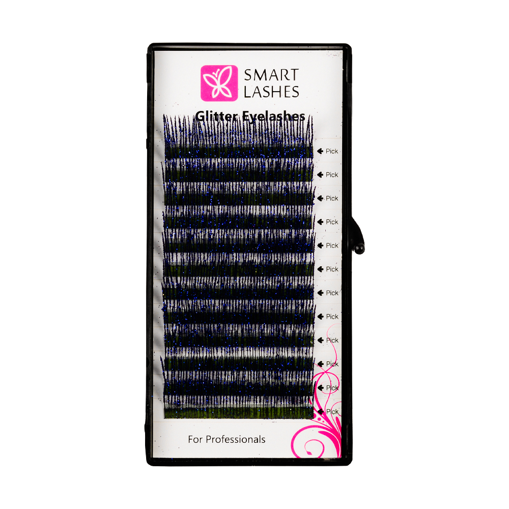 Glitzerne Wimpern -  blau - C - 0.20 mm x 14 mm | Smart Lashes
