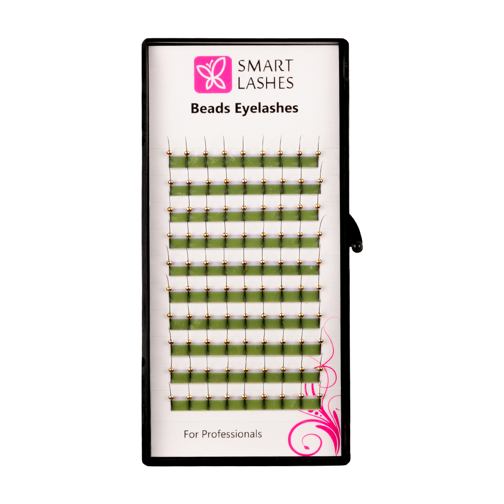 Dekorative Wimper mit goldenen Perlen - C - 0,20 mm x 13 mm - 10 Reihen | Smart Lashes