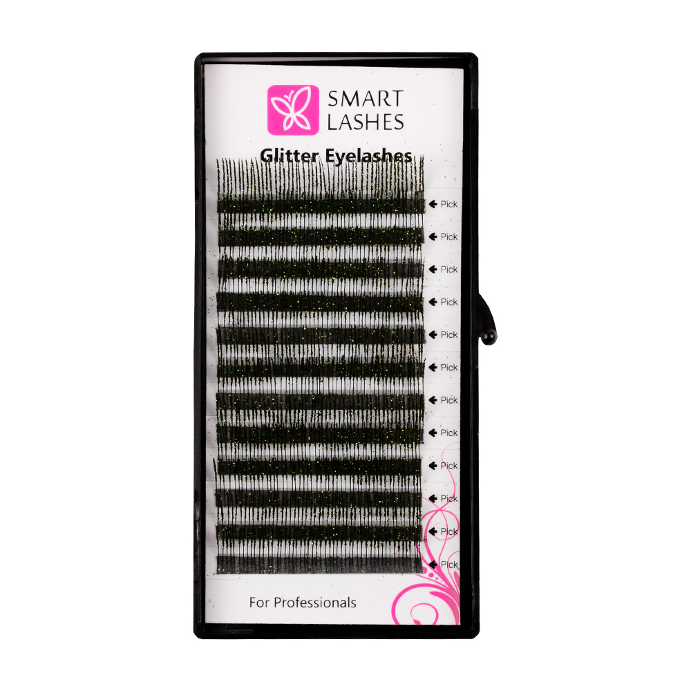 Glitzerne Wimpern - grün - C - 0.20 mm x 14 mm | Smart Lashes
