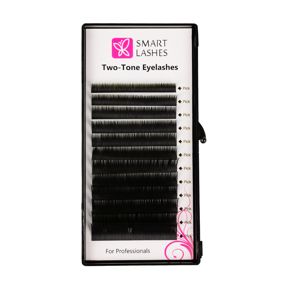 Ombre-Wimpern - grün und schwarz - C - 0.20 mm - MIX | Smart Lashes
