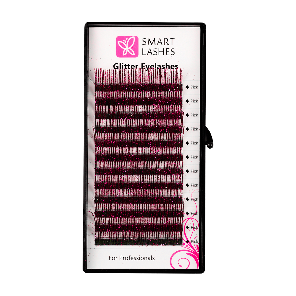 Glitzerne Wimpern - rot - C - 0.20 mm x 14 mm | Smart Lashes