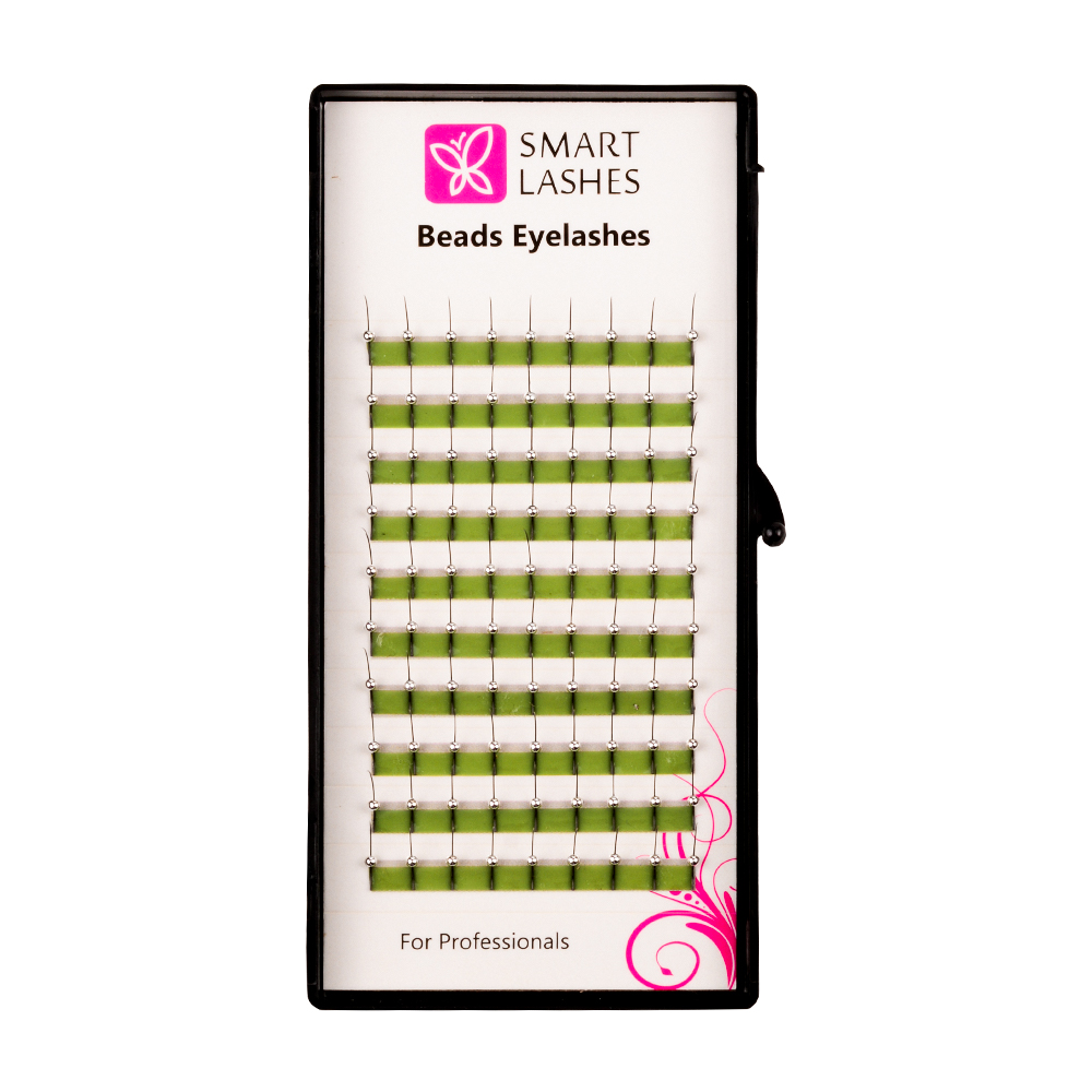 Dekorative Wimper mit silberen Perlen - C - 0,20 mm x 13 mm - 10 Reihen | Smart Lashes