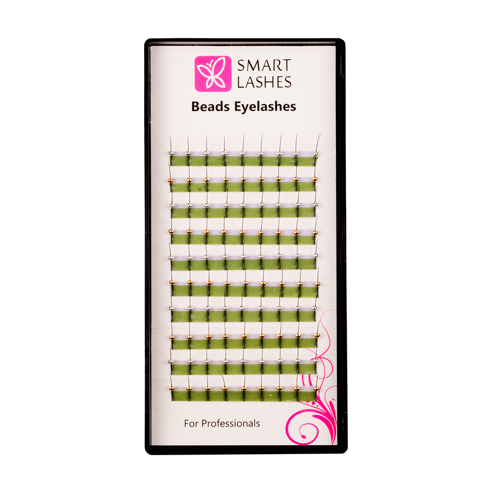 Dekorative Wimper mit goldenen und silberen Perlen - C - 0,20 mm x 13 mm - 10 Reihen | Smart Lashes