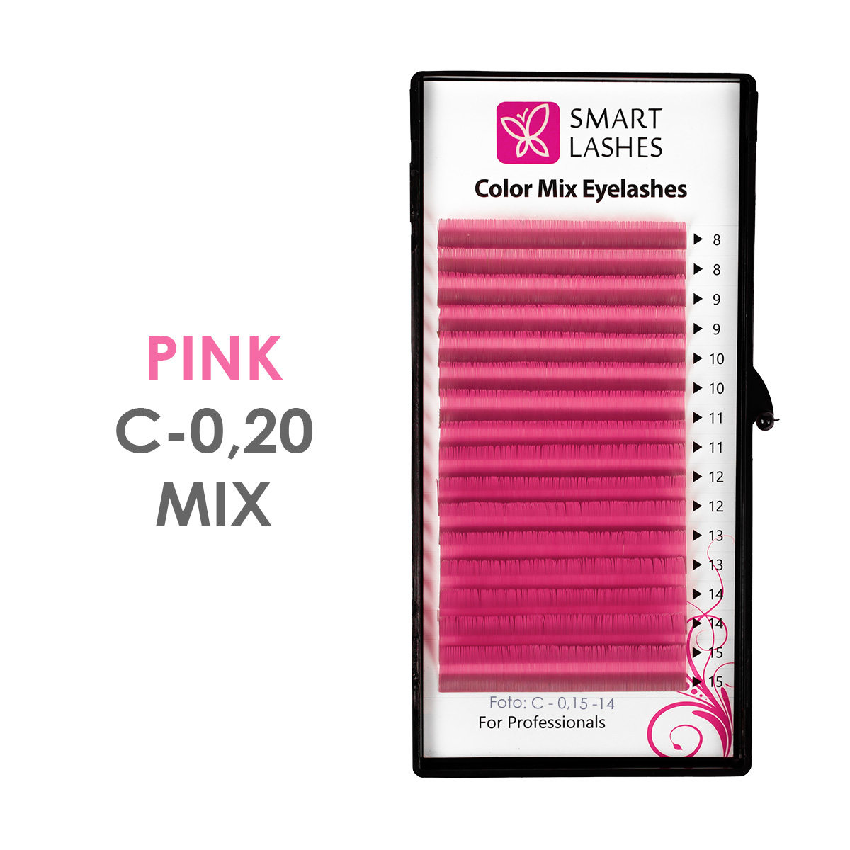 rosae Wimpern - C - 0,20 mm x 8 - 15 mm - 16 Reihen | Smart Lashes