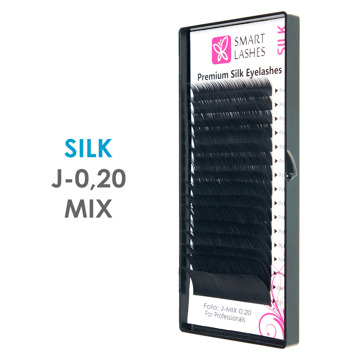 Silk - J - 0,20 mm x 8-15 mm MIX - Künstliche Seidenwimpern 16 Reihen | Smart Lashes